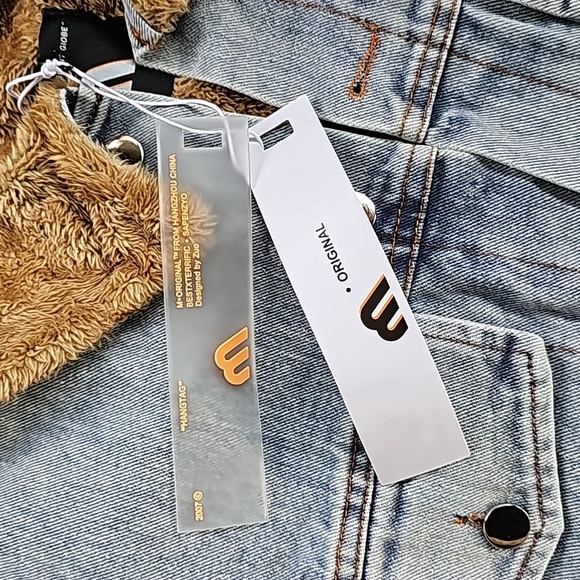 Long DENIM jean jacket/coat Fleece lined button thicker - Picture 6 of 11